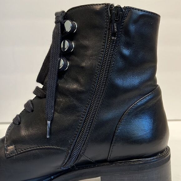 Napoleoni Black Leather Combat Moto Boots Size 37 - Picture 6 of 15